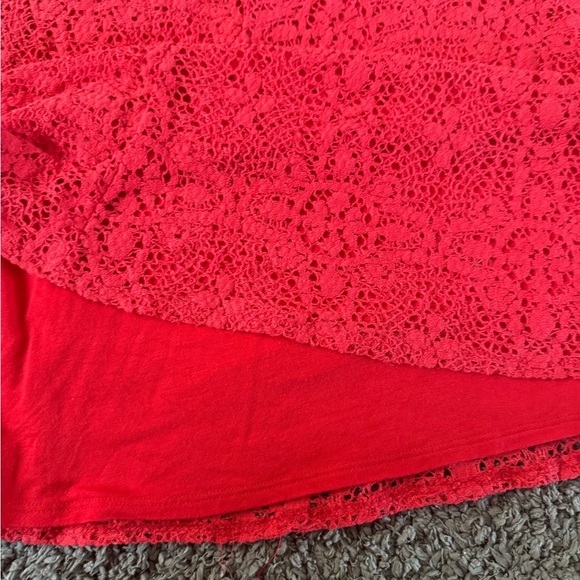 Free People Vibrant Red Lace Mini Dress Size M - Picture 8 of 12